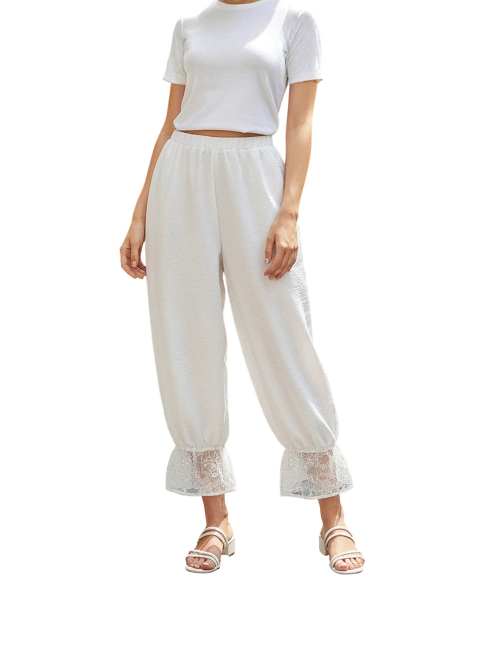 Forever 21 Lace Trim Elastic Waist Loose Pants